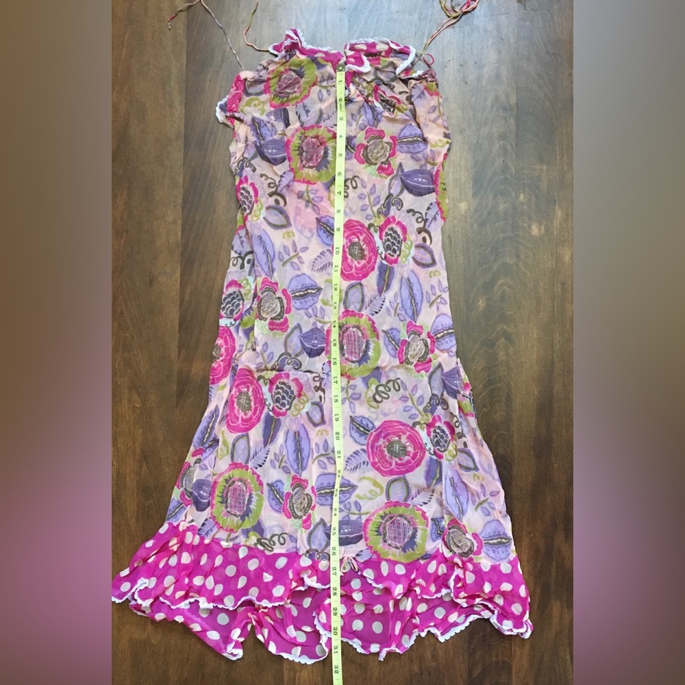 Playful Polka Dots and Flowers Silk Nightgown - Picture 4 of 4